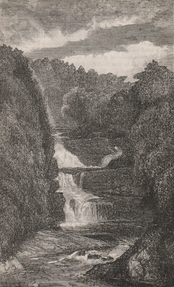 Falls of Clyde at Stonebyres. Scotland 1886 old antique vintage print picture